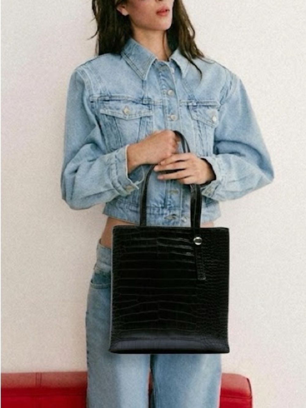 ZARA Black Animal Embossed Shopper Bag